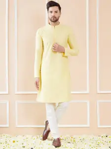 See Designs Mandarin Collar Long Sleeves Pure Cotton Straight Kurta with Pyjamas