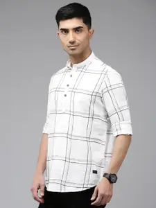 SPYKAR Band Collar Checked Casual Shirt