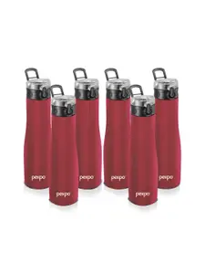 Pexpo MONACO 6pc Sipper Cap Stainless Steel Single wall Red Water Bottle 970 ml