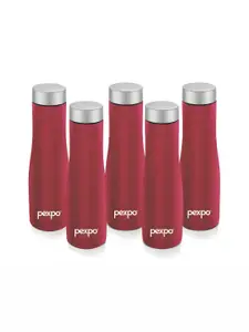Pexpo MONACO 5pc Fridge Water Bottle 970ml Single wall Red Stainless Steel