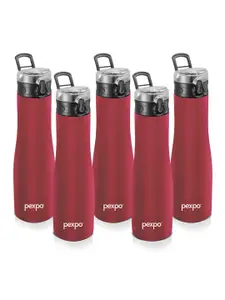 Pexpo MONACO 5pc Sipper Cap Stainless Steel Single wall Red Water Bottle-970ml