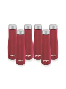Pexpo MONACO 6pc Fridge Water Bottle 970ml Single wall Red Stainless Steel
