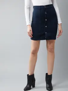 DOLCE CRUDO A-Line Above Knee Length Denim Skirt