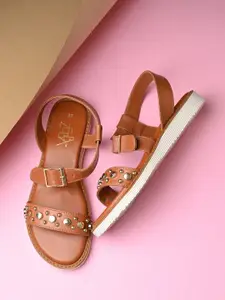 Zebba Embellished Open Toe Flats