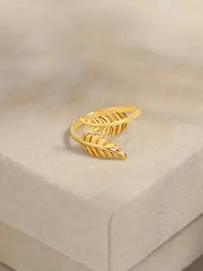 SWASHAA Gold-Plated Leaf-Design Finger Ring