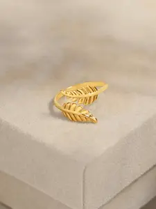 SWASHAA Gold-Plated Leaf-Design Finger Ring