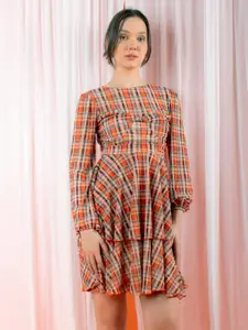 Stylecast X Hersheinbox Checked Layered A-Line Dress