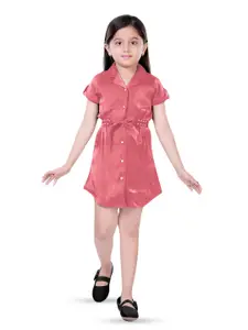 Hunny Bunny Girls Belted Satin Shirt Dress