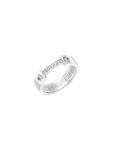 Cerruti 1881 Stainless Steel Stones Studded Band Finger Ring