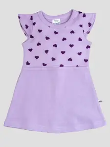 BAESD Floral Printed Round Neck Short Sleeves Cotton A-Line Dress