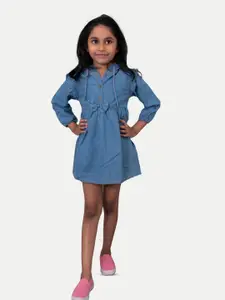 BAESD Girls Hooded Bow Cotton A-Line Mini Dress