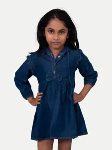 BAESD Girls Hooded Bow Cotton A-Line Mini Dress