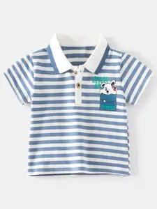 StyleCast Boys Printed Striped Polo Collar T-shirt