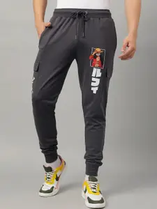 Free Authority Men One Piece Anime Printed Mid Rise Joggers