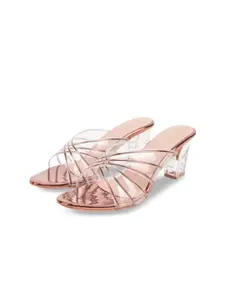 THE WHITE POLE Embellished Open Toe Block Heels