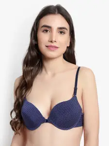 BRACHY Striped Underwired Heavily Padded Push-Up Bra With All Day Comfort