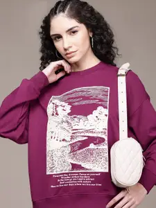 The Roadster Lifestyle Co. Women Printed Relaxed Fit Sweatshirt