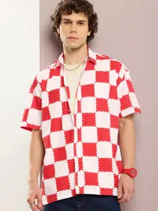 Kook N Keech Pure Cotton Geometric Printed Drop-Shoulder Sleeves Oversized Casual Shirt