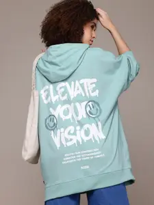 The Roadster Lifestyle Co. Printed Longline Hooded Sweatshirt