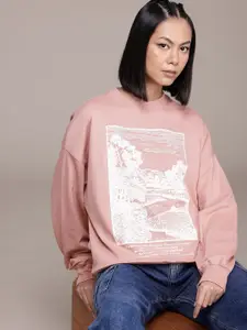 The Roadster Lifestyle Co. Women Printed Relaxed Fit Sweatshirt