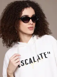 The Roadster Lifestyle Co. Printed Hooded Relaxed Sweatshirt