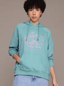 The Roadster Lifestyle Co. Pure Cotton Graphic Print Hooded Sweatshirt