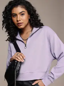 The Roadster Life Co. Half Zipper Relaxed Fit Crop Pullover Sweatshirt