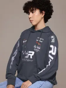 The Roadster Lifestyle Co. Printed Hooded Longline Sweatshirt