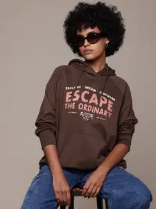 The Roadster Lifestyle Co. Printed Oversized Hooded Sweatshirt