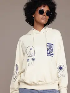 The Roadster Lifestyle Co. Printed Long Sleeves Hooded Sweatshirt