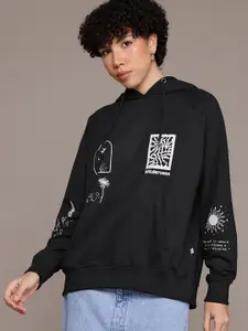 The Roadster Lifestyle Co. Pure Cotton Graphic Print Hooded Sweatshirt