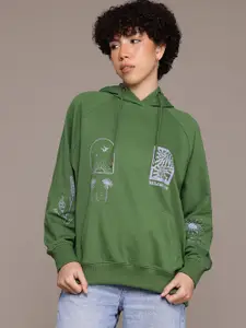 The Roadster Lifestyle Co. Printed Long Sleeves Hooded Sweatshirt