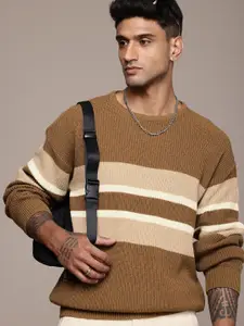 The Roadster Life Co. Striped Cable Knit Pullover Sweater