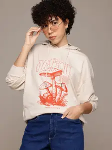 The Roadster Lifestyle Co. Women Printed Hooded Sweatshirt