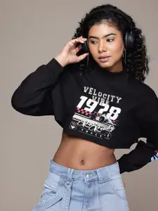 The Roadster Life Co. Printed Boxy Fit Crop Sweatshirt