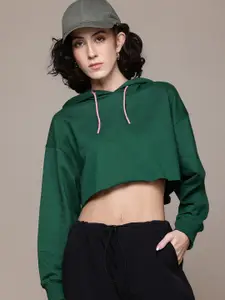 The Roadster Lifestyle Co. Women Hooded Crop Sweatshirt