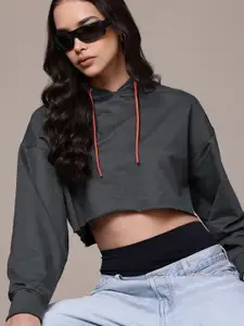 The Roadster Lifestyle Co. Women Boxy Crop Sweatshirt