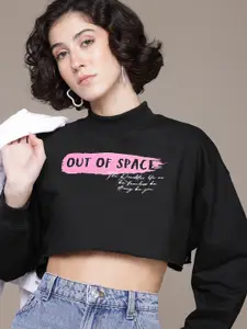 The Roadster Lifestyle Co. Typography Printed Crop Sweatshirt