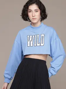 The Roadster Lifestyle Co. Typography Printed Crop Sweatshirt