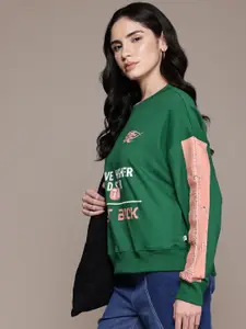 Roadster The Life Co. Typography Printed Drop-Shoulder Sleeves Sweatshirt