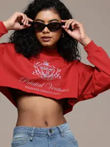 The Roadster Life Co. Typography Printed Crop Sweatshirt