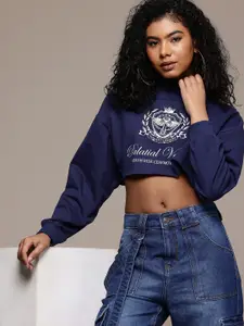 The Roadster Life Co. Typography Printed Crop Sweatshirt