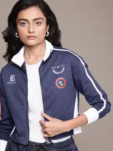 The Roadster Lifestyle Co. Brand Logo Print Front-Open Sweatshirt