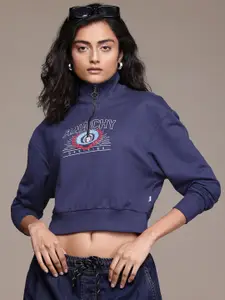 The Roadster Lifestyle Co. Typography Print Crop Sweatshirt