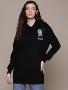 The Roadster Lifestyle Co. Graphic Print Longline Hooded Sweatshirt