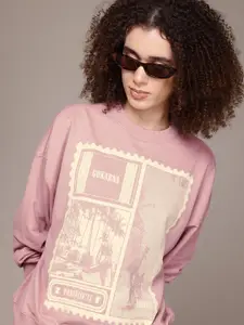 The Roadster Lifestyle Co. Women Printed Relaxed Sweatshirt