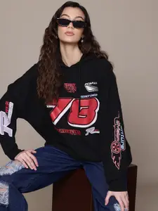 The Roadster Lifestyle Co. Typography Print Longline Hooded Sweatshirt