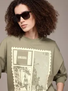 The Roadster Lifestyle Co. Women Printed Relaxed Sweatshirt