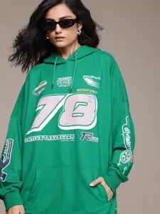 The Roadster Lifestyle Co. Printed Longline Hooded Sweatshirt