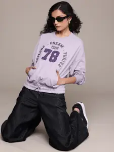 The Roadster Lifestyle Co. Printed Drop-Shoulder Sleeves Pullover